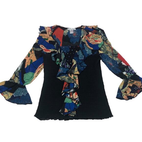 Alberto Makali vintage crinkle boho blouse - Picture 1 of 8